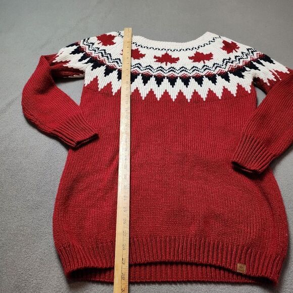 Canadiana Sweater Maple Leaf Canada Nordic Red Black White Wool Blend Women's M - Picture 10 of 10